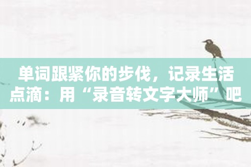 单词跟紧你的步伐，记录生活点滴：用“录音转文字大师”吧！