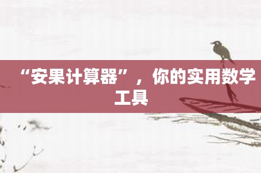 “安果计算器”，你的实用数学工具