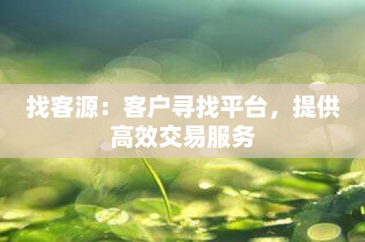 找客源：客户寻找平台，提供高效交易服务