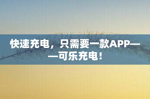 快速充电，只需要一款APP——可乐充电！