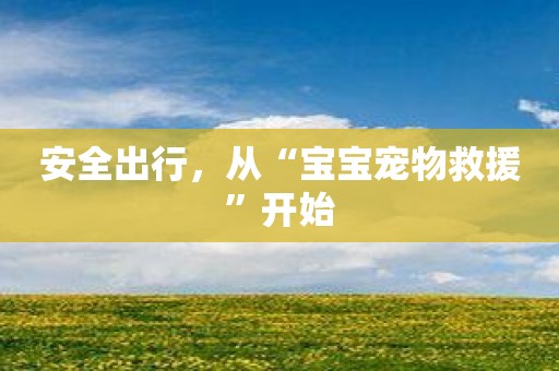 安全出行，从“宝宝宠物救援”开始