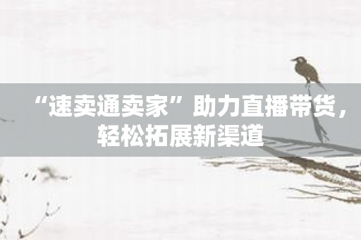 “速卖通卖家”助力直播带货，轻松拓展新渠道