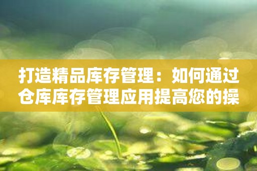 打造精品库存管理：如何通过仓库库存管理应用提高您的操作体验