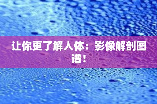 让你更了解人体：影像解剖图谱！