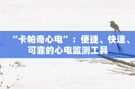 “卡帕奇心电”：便捷、快速、可靠的心电监测工具