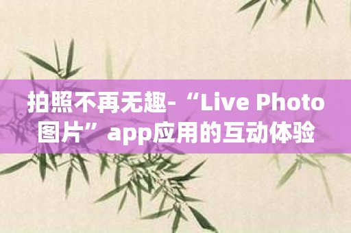 拍照不再无趣-“Live Photo图片”app应用的互动体验