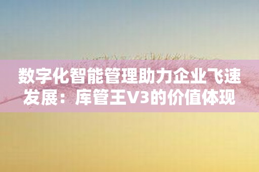 数字化智能管理助力企业飞速发展：库管王V3的价值体现