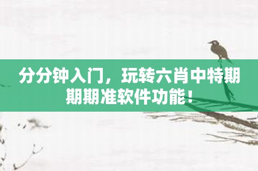 分分钟入门，玩转六肖中特期期期准软件功能！