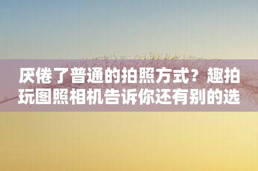 厌倦了普通的拍照方式？趣拍玩图照相机告诉你还有别的选择