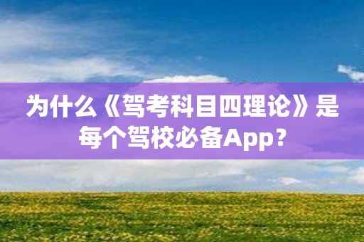 为什么《驾考科目四理论》是每个驾校必备App？