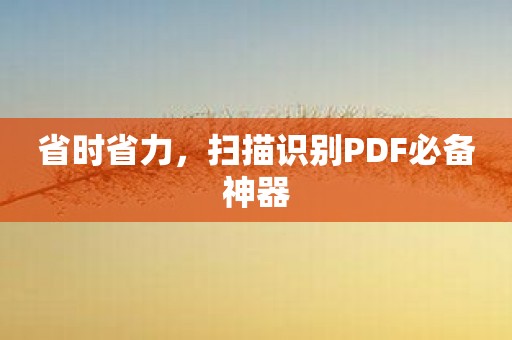 省时省力，扫描识别PDF必备神器