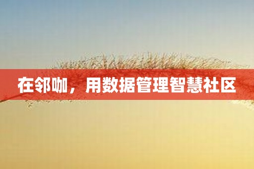 在邻咖，用数据管理智慧社区