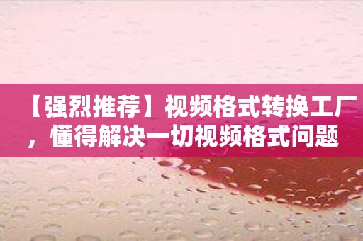 【强烈推荐】视频格式转换工厂，懂得解决一切视频格式问题