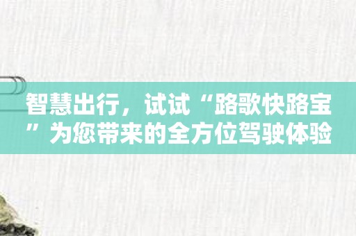 智慧出行，试试“路歌快路宝”为您带来的全方位驾驶体验
