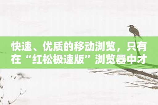快速、优质的移动浏览，只有在“红松极速版”浏览器中才能实现！