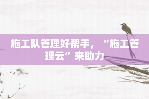 施工队管理好帮手，“施工管理云”来助力