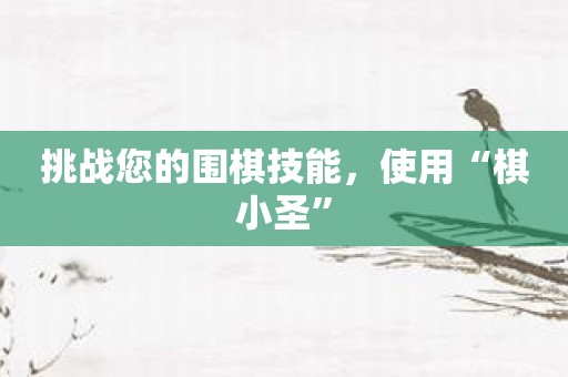 挑战您的围棋技能，使用“棋小圣”