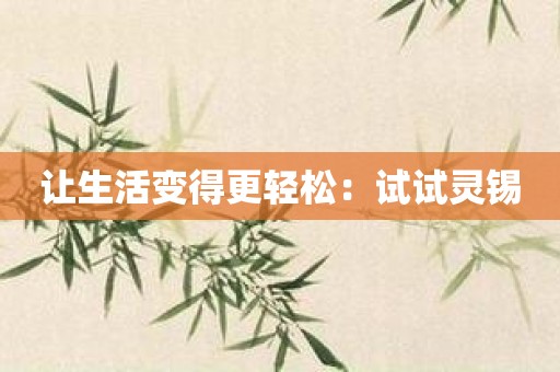 让生活变得更轻松：试试灵锡