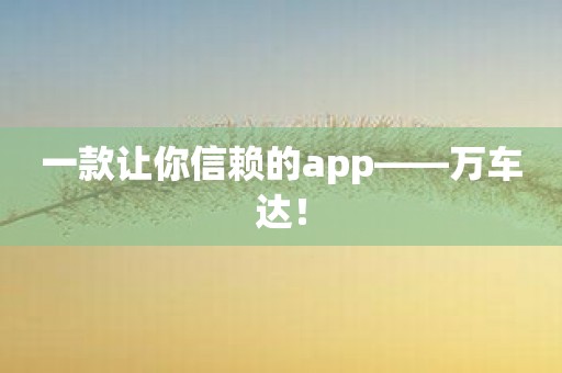 一款让你信赖的app——万车达！