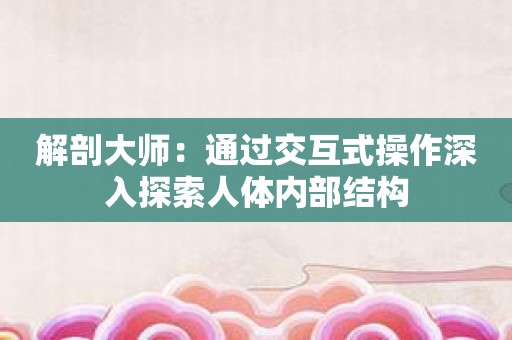 解剖大师：通过交互式操作深入探索人体内部结构