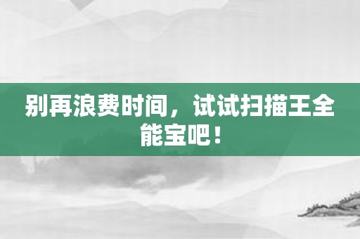 别再浪费时间，试试扫描王全能宝吧！