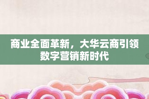 商业全面革新，大华云商引领数字营销新时代