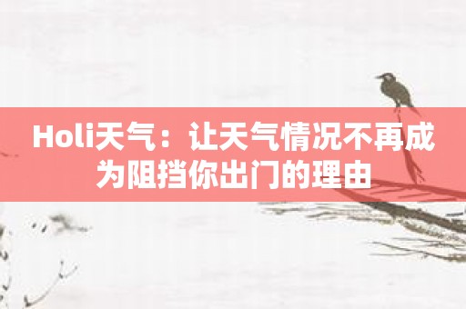 Holi天气：让天气情况不再成为阻挡你出门的理由