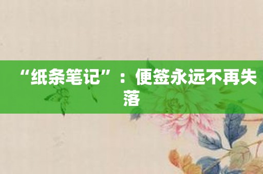 “纸条笔记”：便签永远不再失落