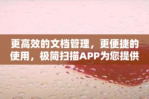更高效的文档管理，更便捷的使用，极简扫描APP为您提供！