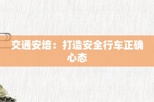 交通安培：打造安全行车正确心态