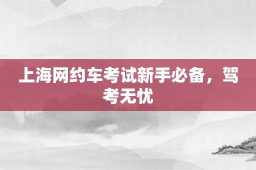 上海网约车考试新手必备，驾考无忧