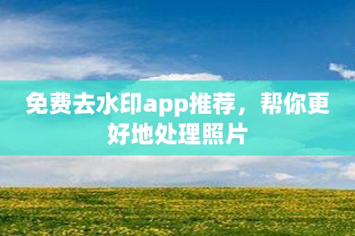 免费去水印app推荐，帮你更好地处理照片