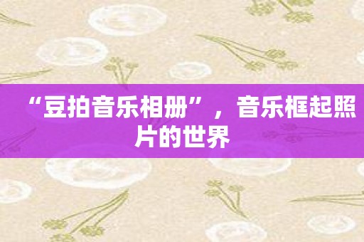 “豆拍音乐相册”，音乐框起照片的世界
