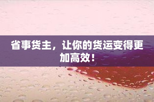 省事货主，让你的货运变得更加高效！