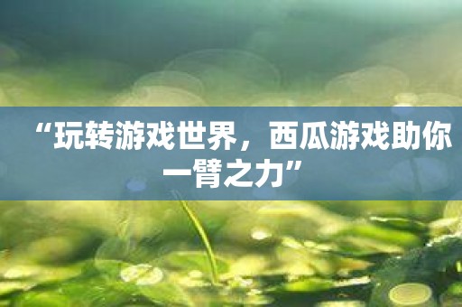 “玩转游戏世界，西瓜游戏助你一臂之力”