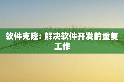 软件克隆: 解决软件开发的重复工作