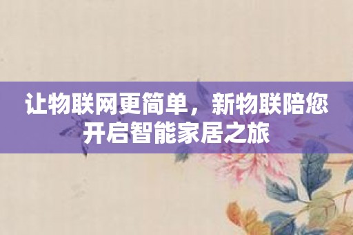让物联网更简单，新物联陪您开启智能家居之旅