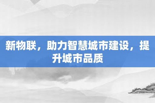 新物联，助力智慧城市建设，提升城市品质