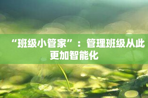 “班级小管家”：管理班级从此更加智能化