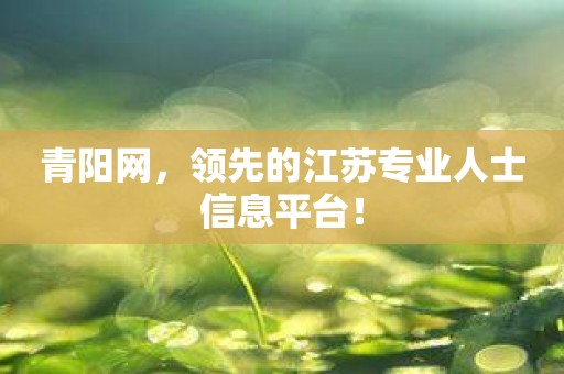 青阳网，领先的江苏专业人士信息平台！
