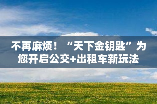 不再麻烦！“天下金钥匙”为您开启公交+出租车新玩法