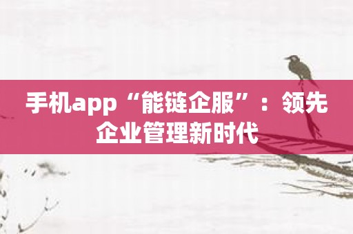 手机app“能链企服”：领先企业管理新时代
