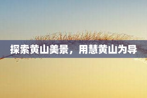 探索黄山美景，用慧黄山为导