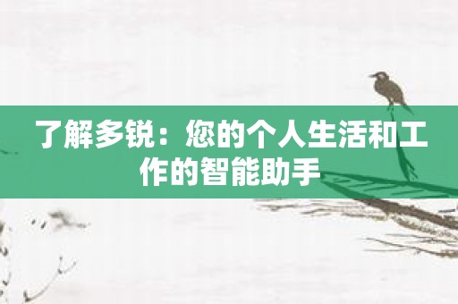 了解多锐：您的个人生活和工作的智能助手