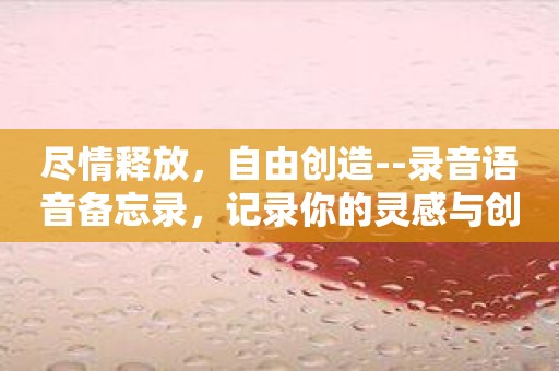 尽情释放，自由创造--录音语音备忘录，记录你的灵感与创造