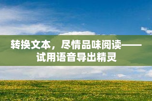 转换文本，尽情品味阅读——试用语音导出精灵