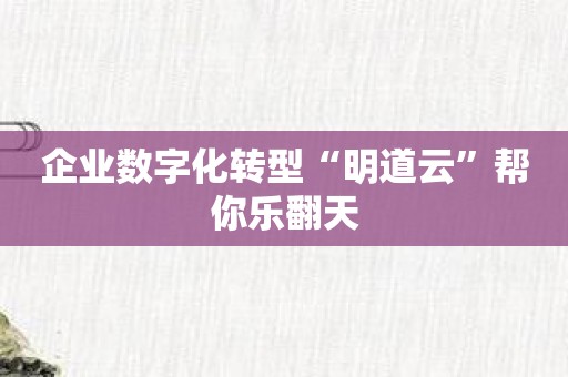 企业数字化转型“明道云”帮你乐翻天