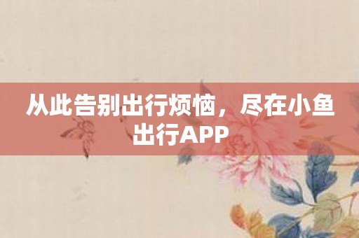 从此告别出行烦恼，尽在小鱼出行APP