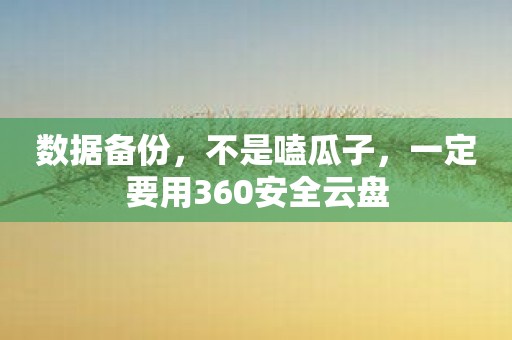 数据备份，不是嗑瓜子，一定要用360安全云盘
