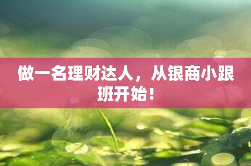 做一名理财达人，从银商小跟班开始！